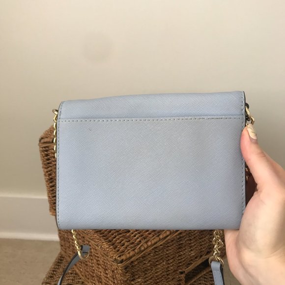 Michael Kors Daniela Large Saffiano Leather Crossbody Bag | Sky Blue - Picture 7 of 9